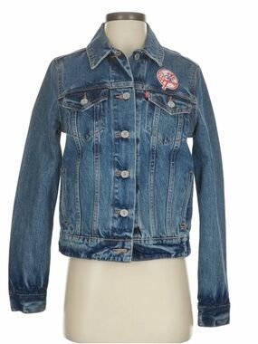 New Levi’s x MLB New York Yankees Denim Trucker Jacket Sz Small Official NY Logo